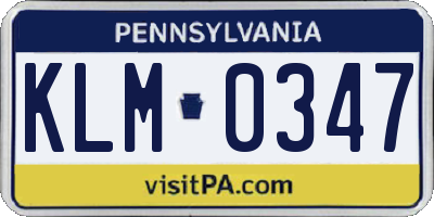 PA license plate KLM0347