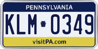 PA license plate KLM0349