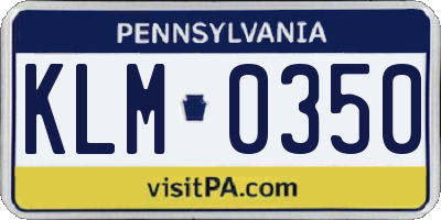 PA license plate KLM0350