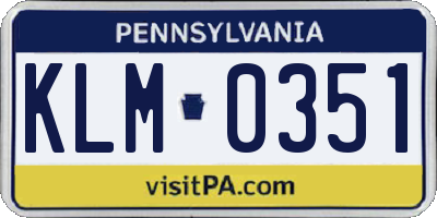 PA license plate KLM0351