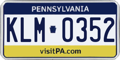 PA license plate KLM0352