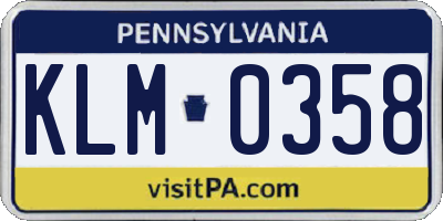 PA license plate KLM0358