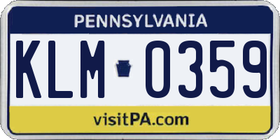 PA license plate KLM0359