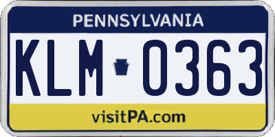 PA license plate KLM0363