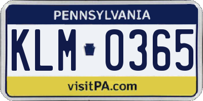 PA license plate KLM0365