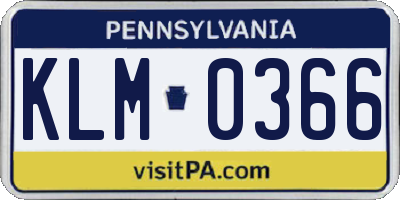 PA license plate KLM0366