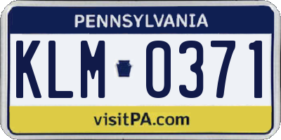 PA license plate KLM0371