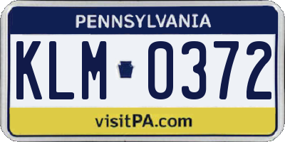 PA license plate KLM0372