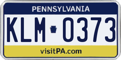 PA license plate KLM0373