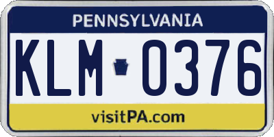 PA license plate KLM0376