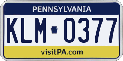 PA license plate KLM0377