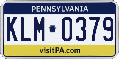 PA license plate KLM0379