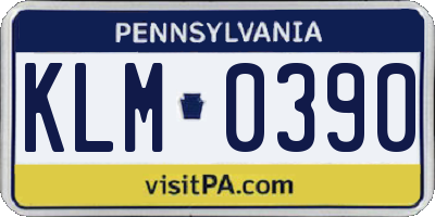 PA license plate KLM0390