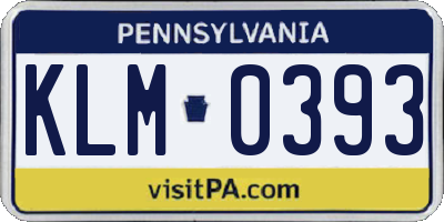 PA license plate KLM0393