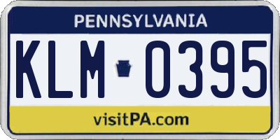 PA license plate KLM0395