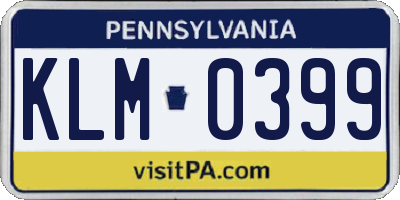 PA license plate KLM0399