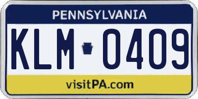 PA license plate KLM0409
