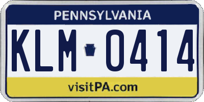 PA license plate KLM0414