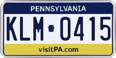 PA license plate KLM0415