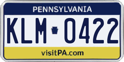 PA license plate KLM0422