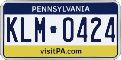 PA license plate KLM0424