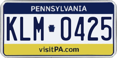 PA license plate KLM0425