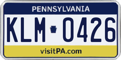 PA license plate KLM0426