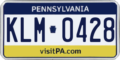 PA license plate KLM0428