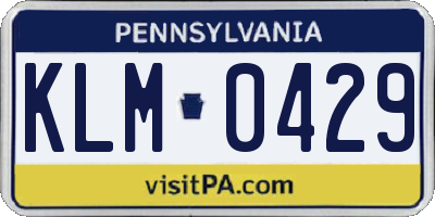 PA license plate KLM0429