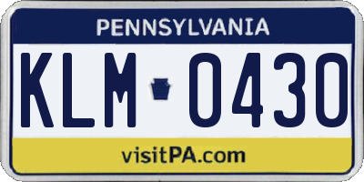 PA license plate KLM0430