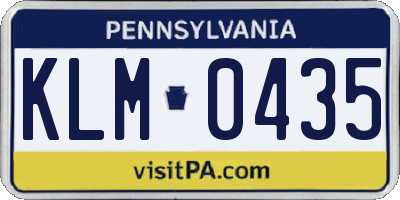 PA license plate KLM0435