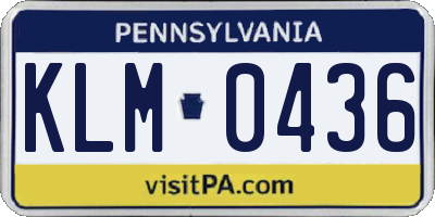 PA license plate KLM0436