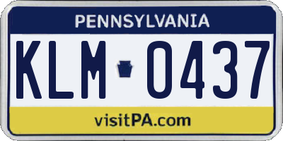 PA license plate KLM0437