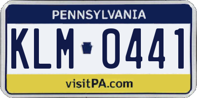 PA license plate KLM0441