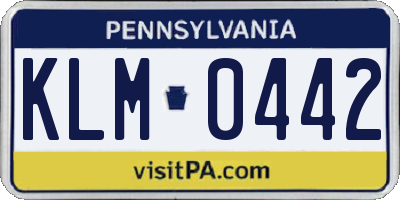 PA license plate KLM0442