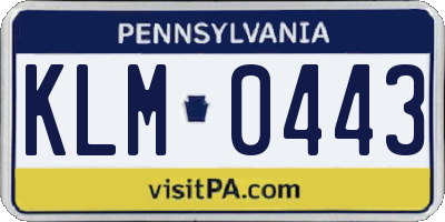 PA license plate KLM0443