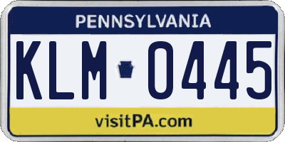 PA license plate KLM0445