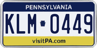 PA license plate KLM0449