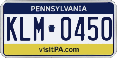 PA license plate KLM0450