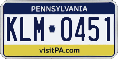 PA license plate KLM0451