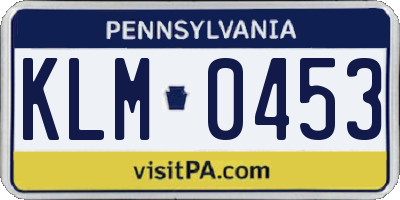 PA license plate KLM0453