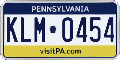 PA license plate KLM0454