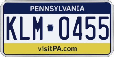 PA license plate KLM0455