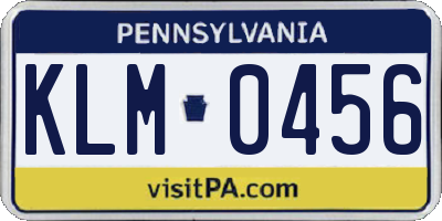 PA license plate KLM0456