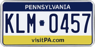 PA license plate KLM0457