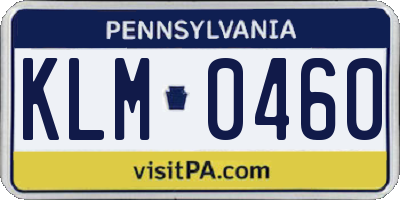 PA license plate KLM0460