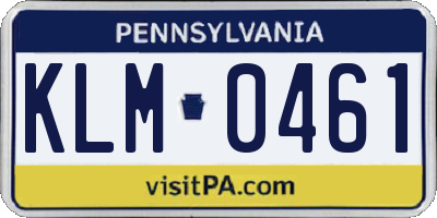 PA license plate KLM0461