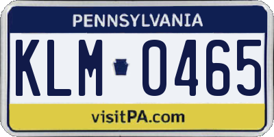 PA license plate KLM0465