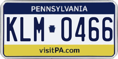 PA license plate KLM0466
