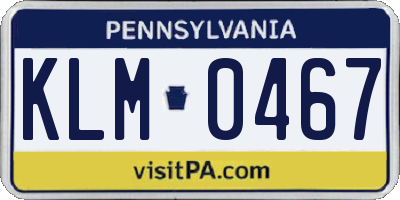 PA license plate KLM0467